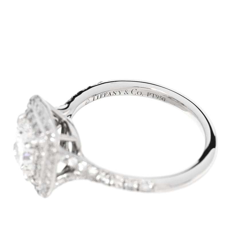 платина діамант 1.10ct Soleste Cushion Cut Double Halo Engagement каблучка 49 4.75
