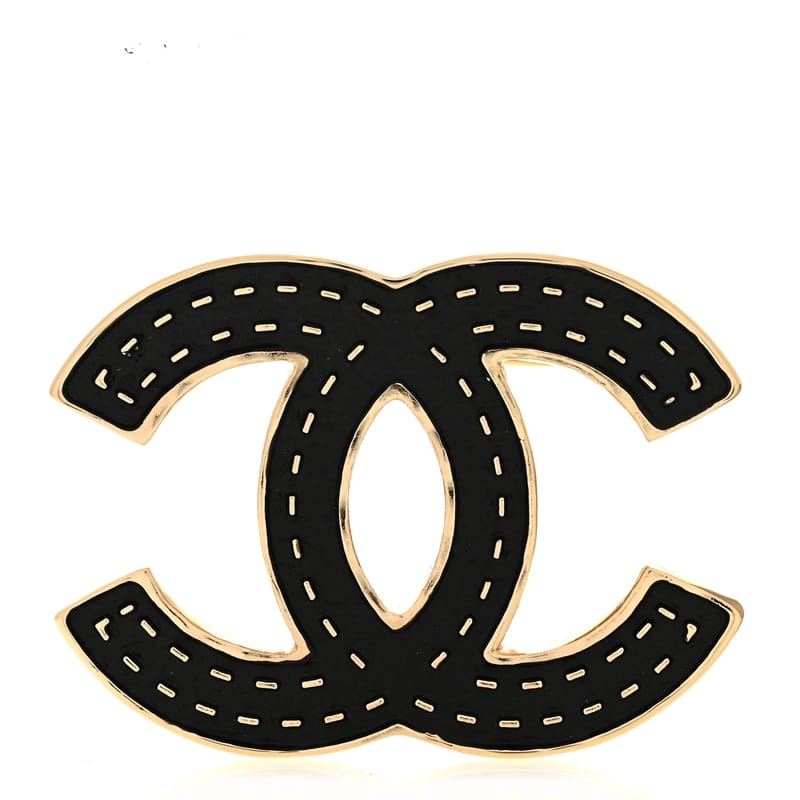 Metal Enamel CC брошка золото чорний