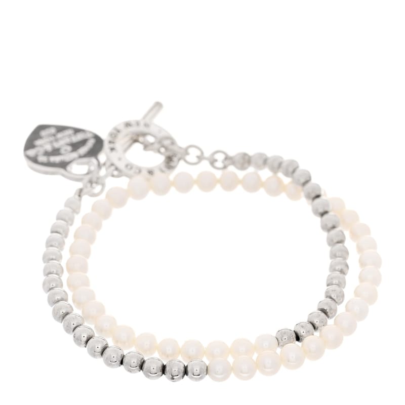 срібло 925 Cultured перлина діамант Return to Tiffany Wrap Bead браслет