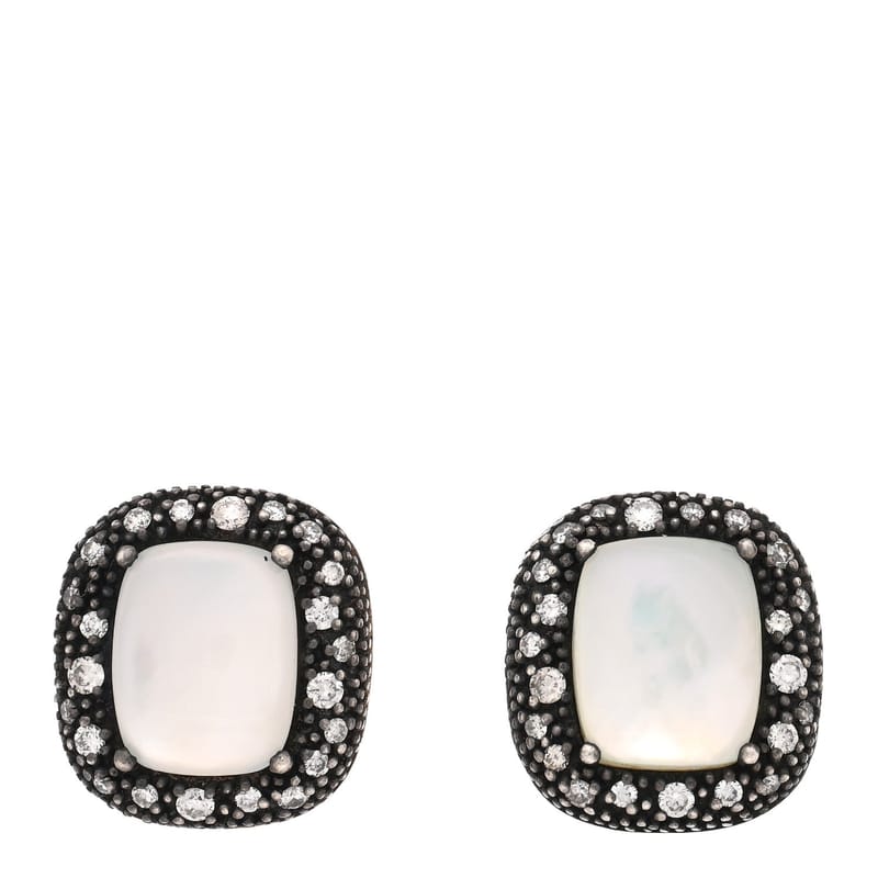 срібло 925 діамант Moon Quartz Midnight Melange сережки