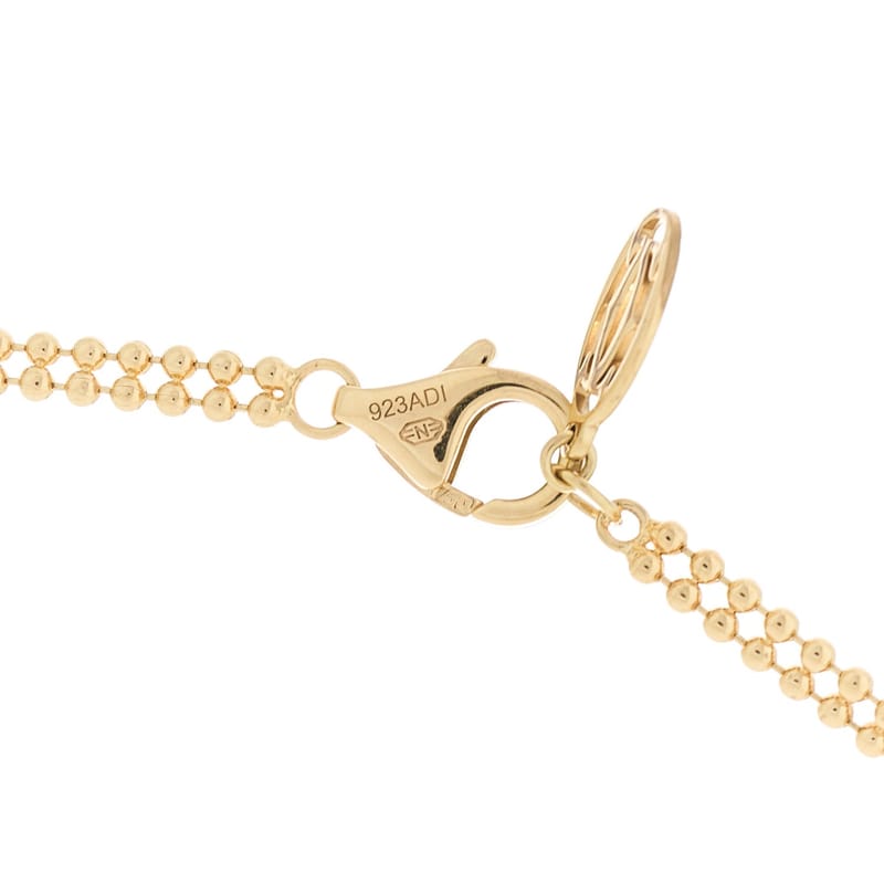 18K Pink жовтий біле золото діамант Trinity Double Bead ланцюг підвіска кольє