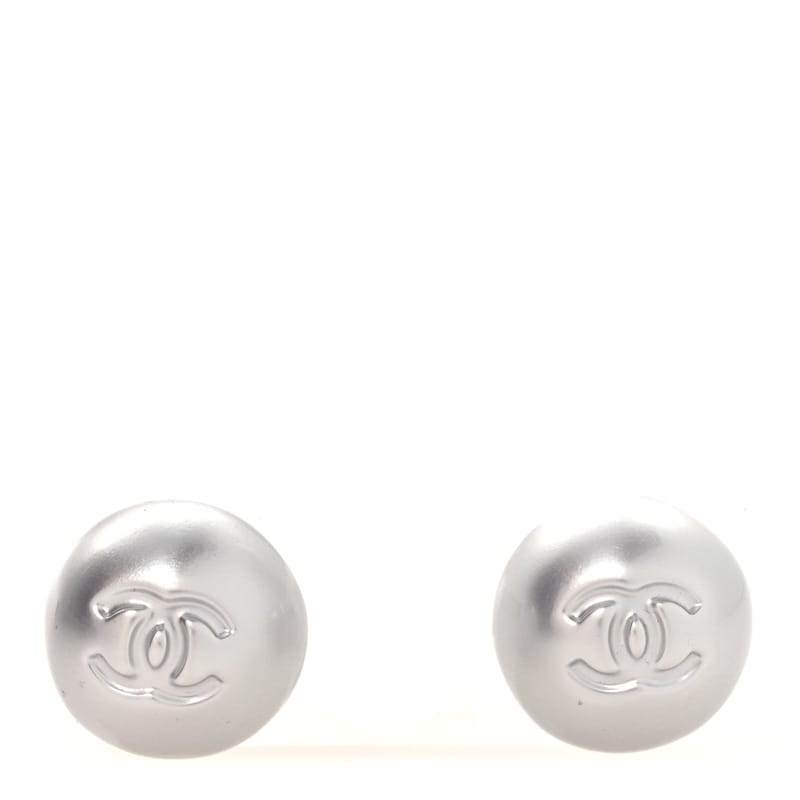 Resin Metal CC Stud сережки срібло Pearly білий