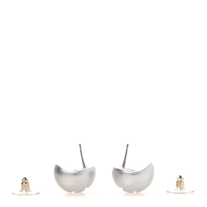 Resin Metal CC Stud сережки срібло Pearly білий