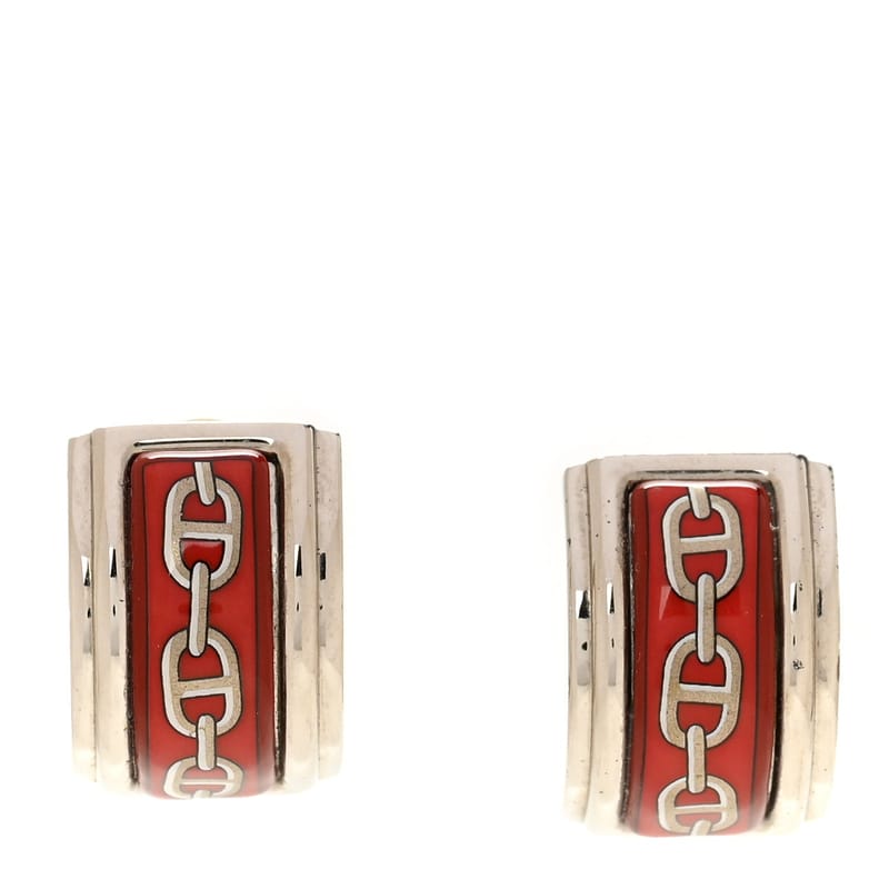 Enamel Printed Chaine d'Ancre Clip On сережки срібло