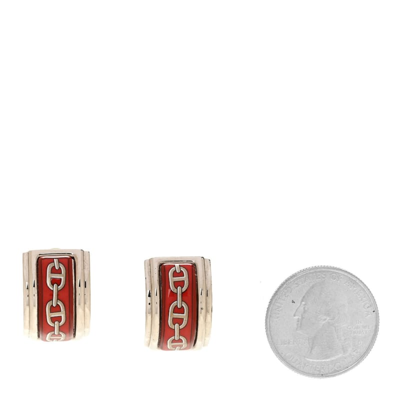 Enamel Printed Chaine d'Ancre Clip On сережки срібло