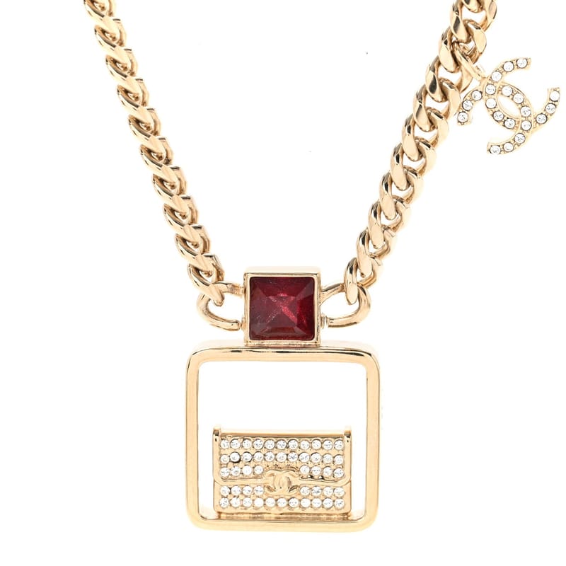 Metal Crystal Quilted Flap Bag кольє Red золото