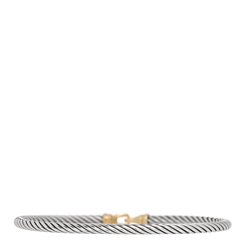 срібло 925 18K жовте золото 3mm Cable Buckle браслет
