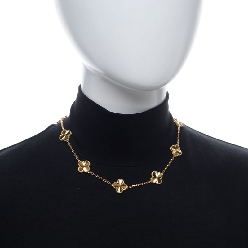 18K жовте золото 10 Motifs Guilloche Vintage Alhambra кольє