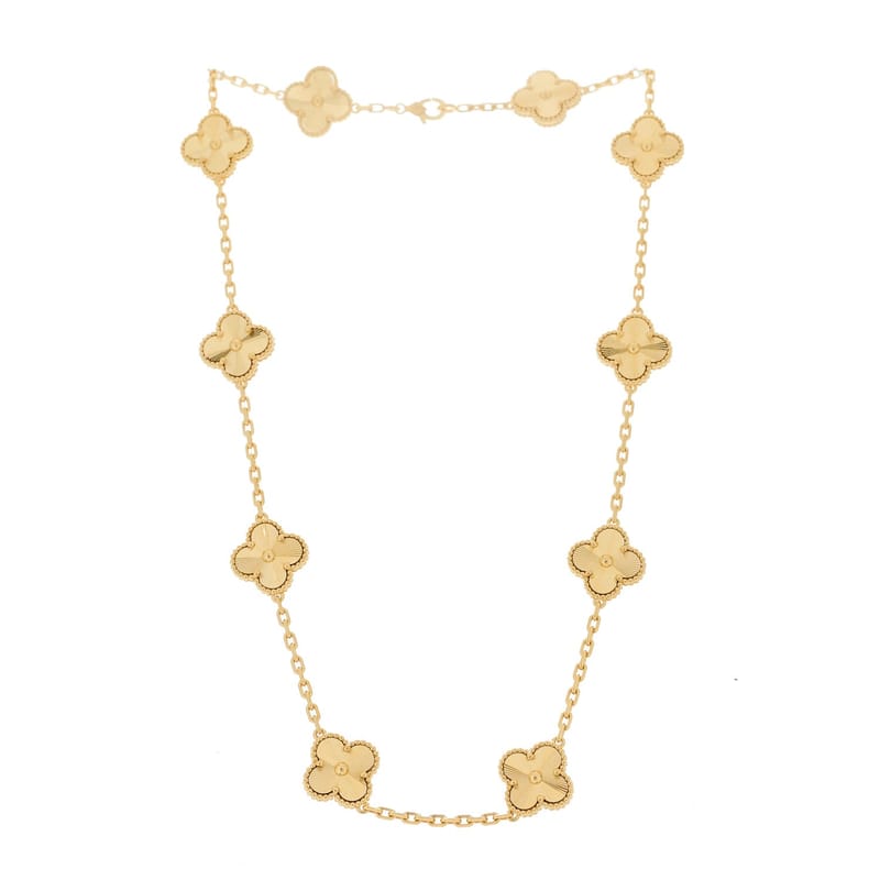18K жовте золото 10 Motifs Guilloche Vintage Alhambra кольє