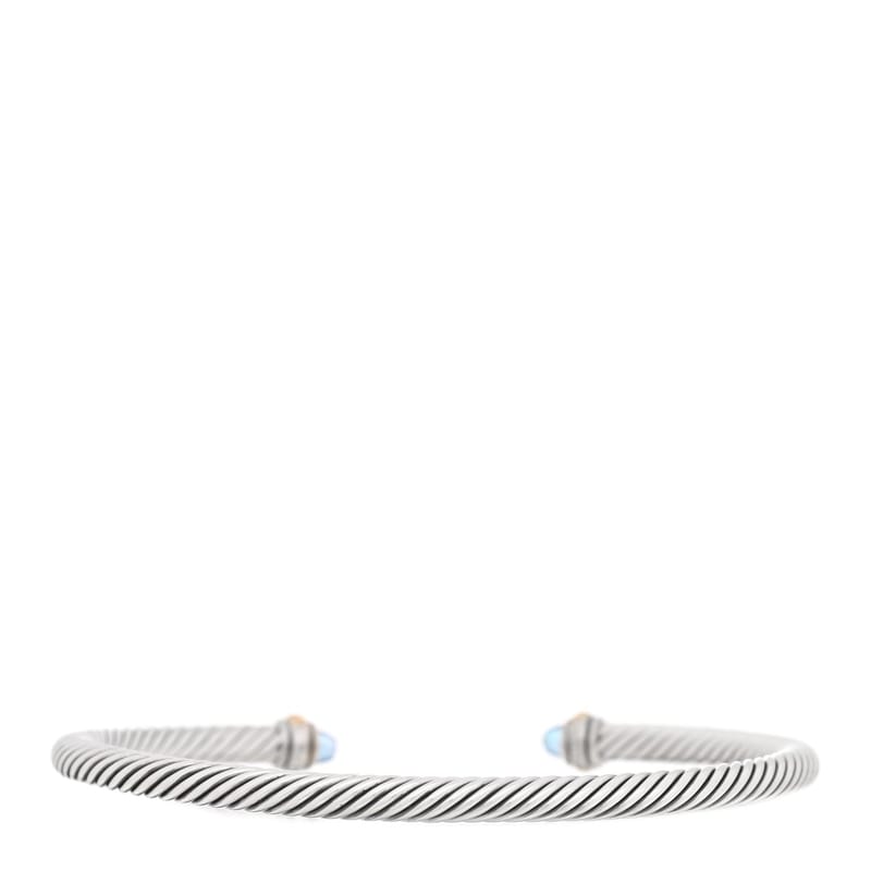 срібло 925 18K жовте золото Blue Topaz 4mm Cable Classics браслет