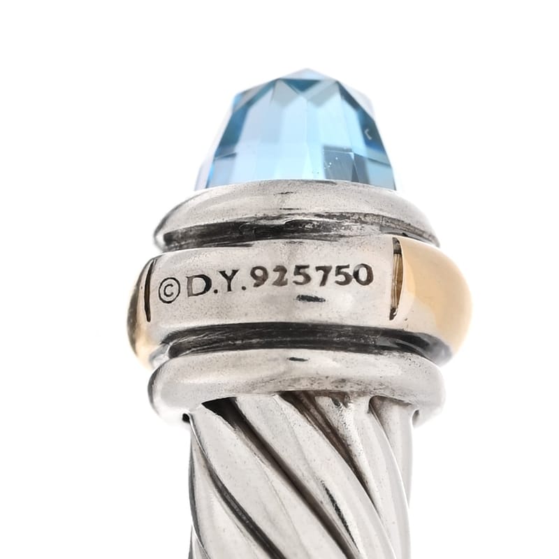 срібло 925 18K жовте золото Blue Topaz 4mm Cable Classics браслет