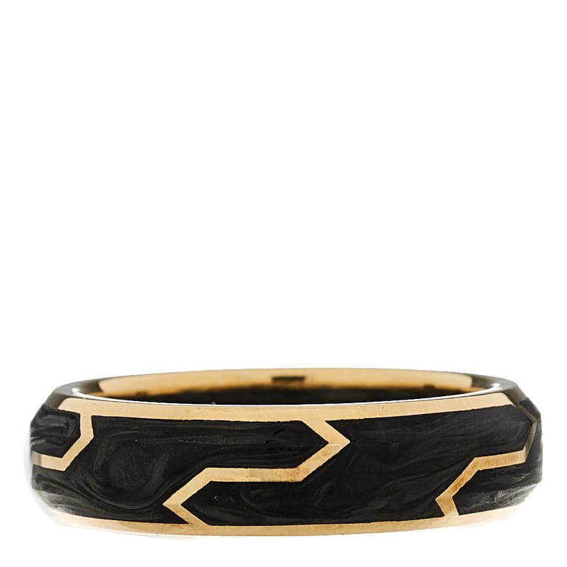 18K жовте золото 6mm Forged Carbon обручка каблучка 58 8.5