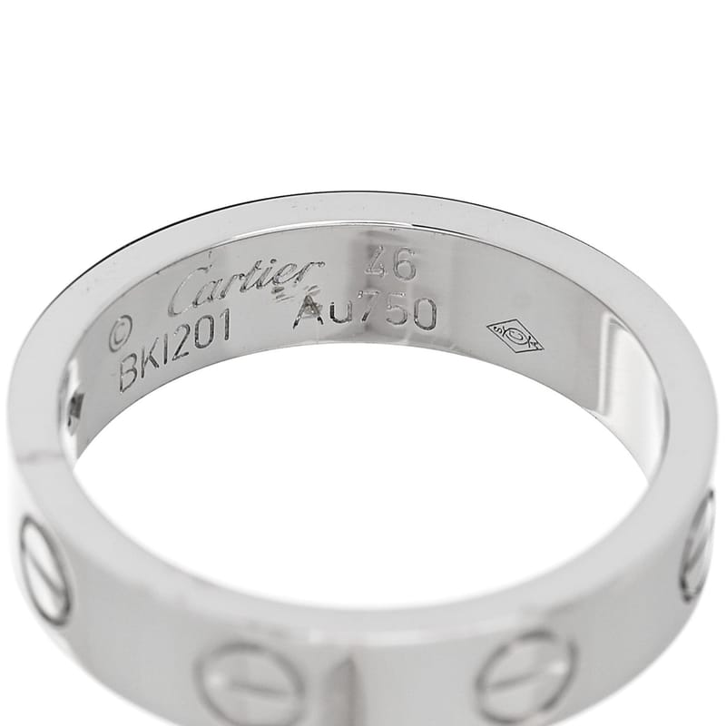 18K біле золото діамант 4mm LOVE Wedding обручка каблучка 46 3.75