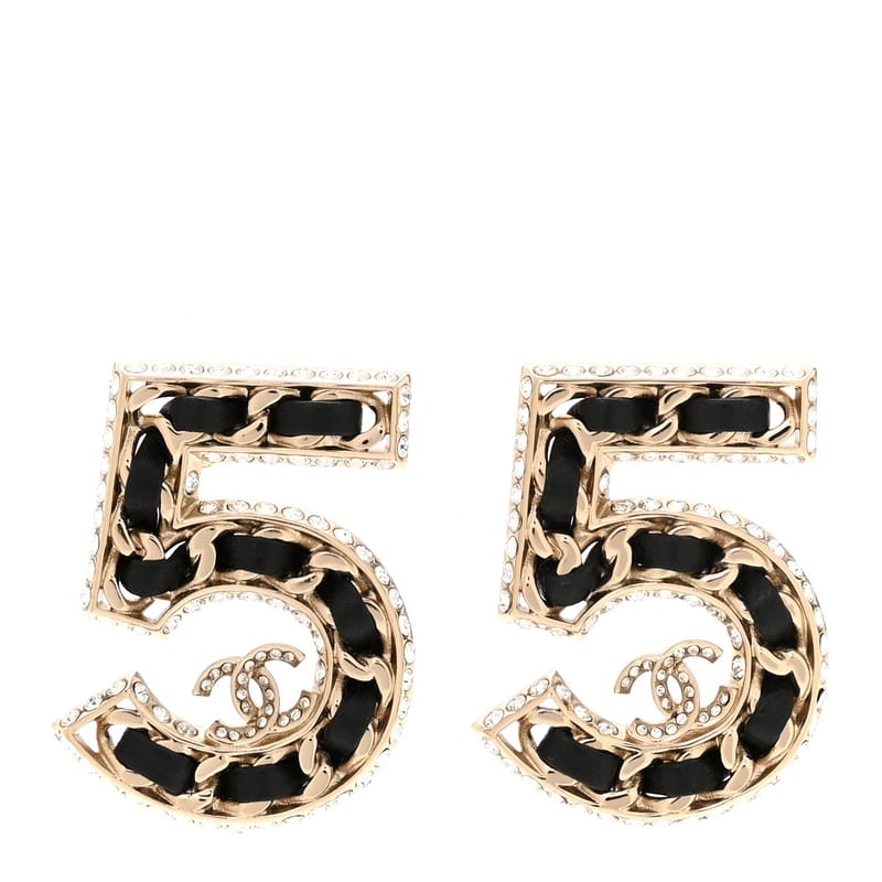 Crystal Lambskin ланцюг CC No 5 сережки золото чорний