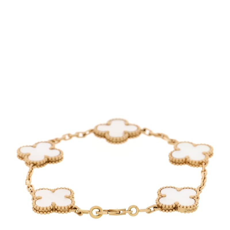 VAN CLEEF & ARPELS 18K жовте золото перламутр 5 Motifs Vintage Alhambra браслет