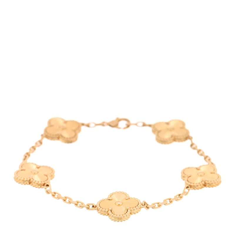 18K жовте золото 5 Motifs Guilloche Vintage Alhambra браслет