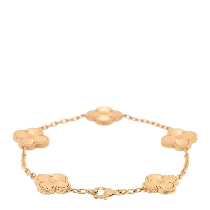 18K жовте золото 5 Motifs Guilloche Vintage Alhambra браслет