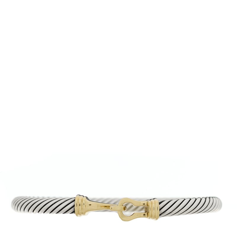 срібло 925 14K жовте золото 5mm Cable Buckle браслет