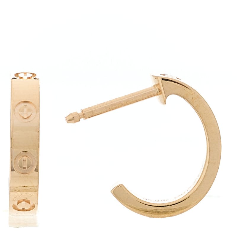 18K рожеве золото Small LOVE Hoop сережки