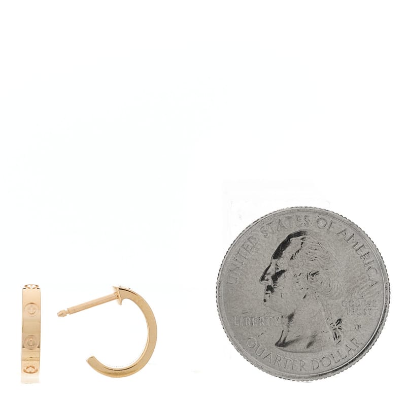 18K рожеве золото Small LOVE Hoop сережки