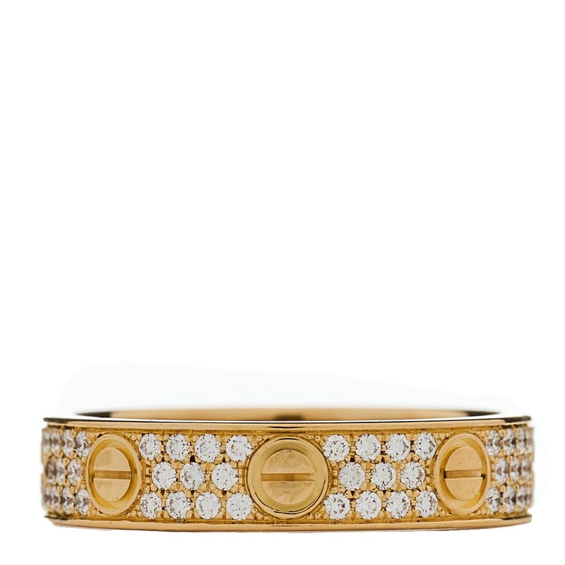 18K жовте золото діамант 4mm LOVE Wedding Paved обручка каблучка 49 4.75
