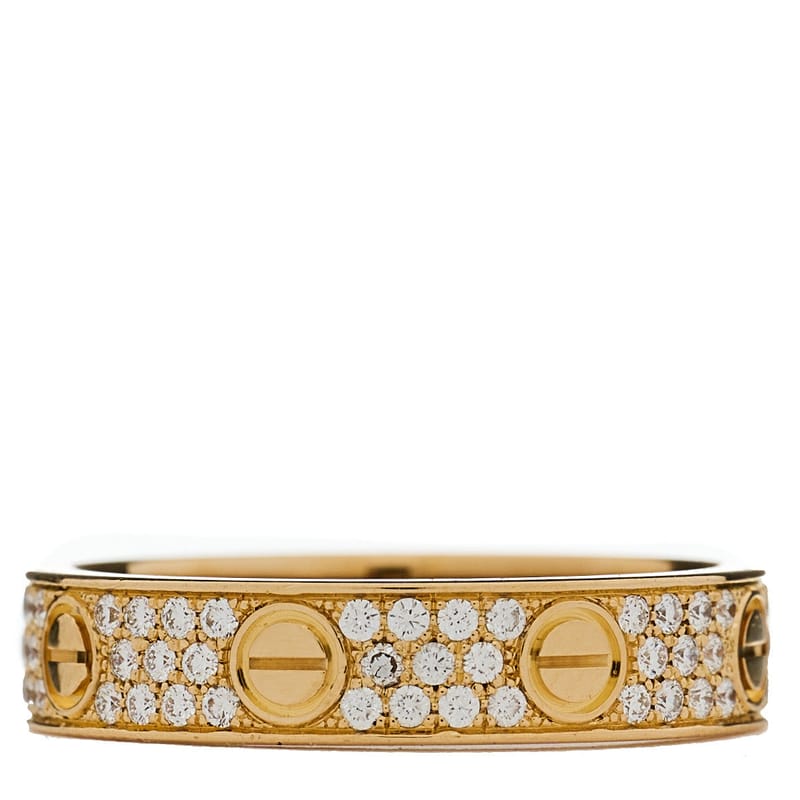 18K жовте золото діамант 4mm LOVE Wedding Paved обручка каблучка 49 4.75