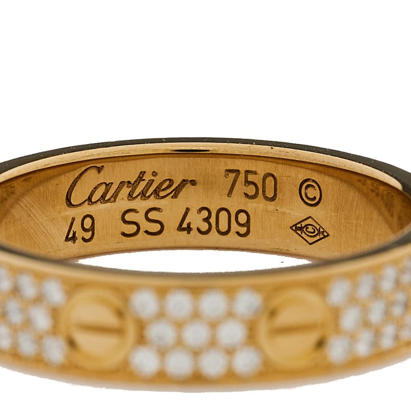 18K жовте золото діамант 4mm LOVE Wedding Paved обручка каблучка 49 4.75