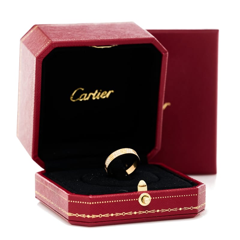 18K жовте золото діамант 4mm LOVE Wedding Paved обручка каблучка 49 4.75