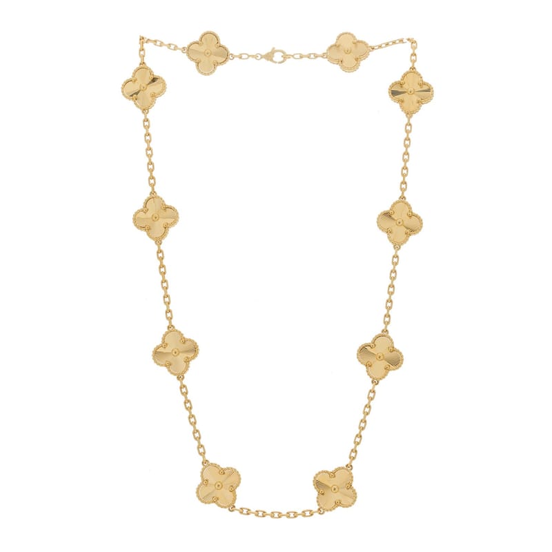18K жовте золото 10 Motifs Guilloche Vintage Alhambra кольє