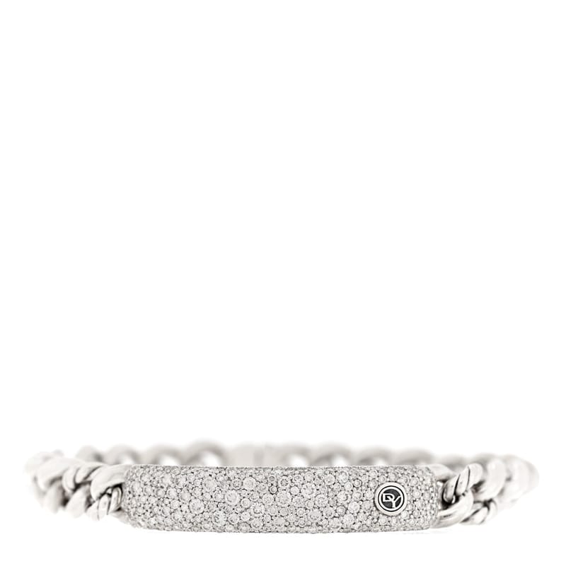срібло 925 діамант Pave Single Belmont Curb Link ID браслет