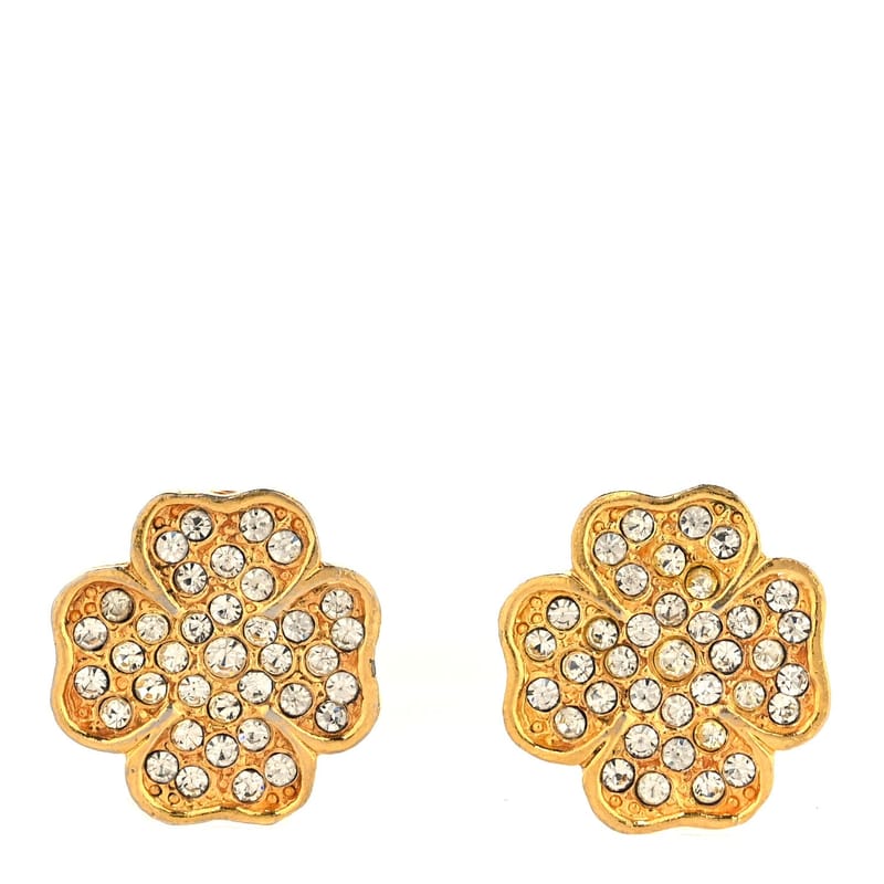 Metal Crystal Clover Clip On сережки золото