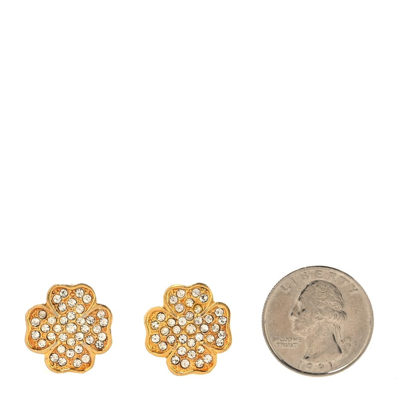 Metal Crystal Clover Clip On сережки золото