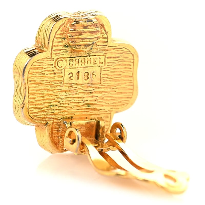 Metal Crystal Clover Clip On сережки золото
