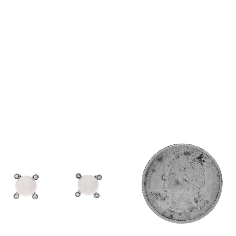 срібло 925 діамант Cultured перлина 6-6.5mm Cable Stud сережки