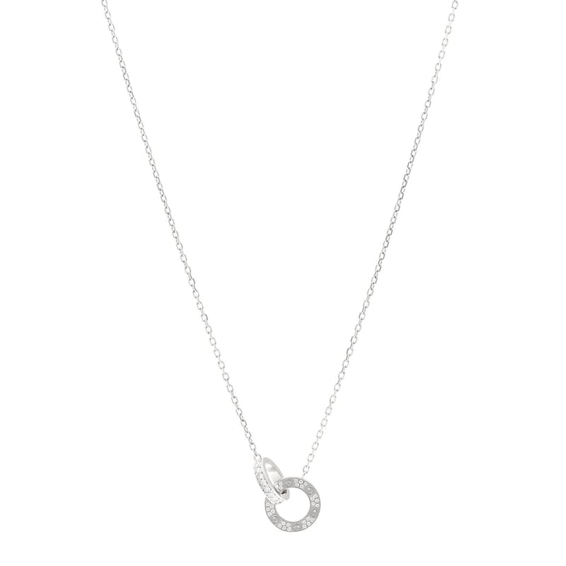 18K біле золото діамант Interlocking LOVE Paved кольє