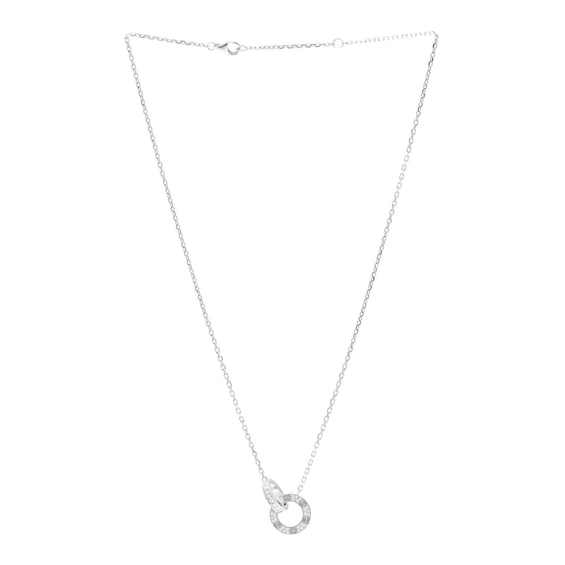 18K біле золото діамант Interlocking LOVE Paved кольє