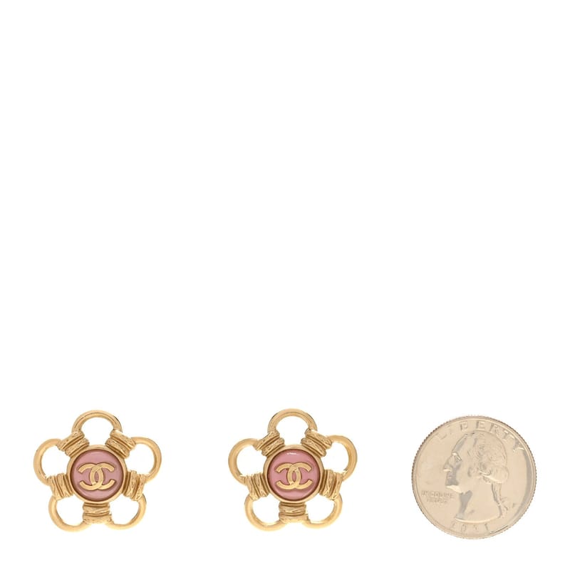 Resin CC Flower сережки золото Pink