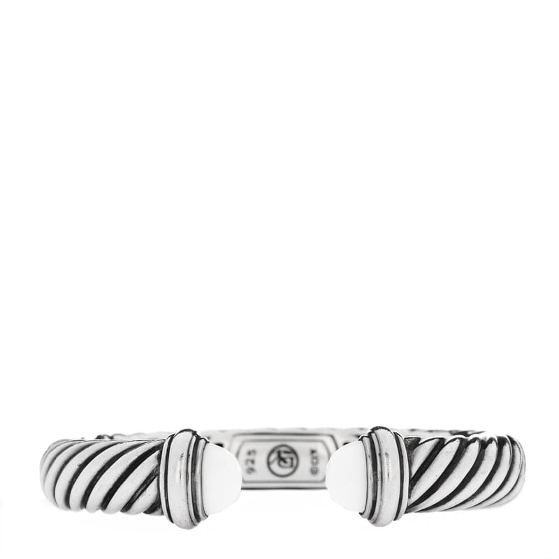 срібло 925 білий Agate 10mm Sculpted Cable браслет