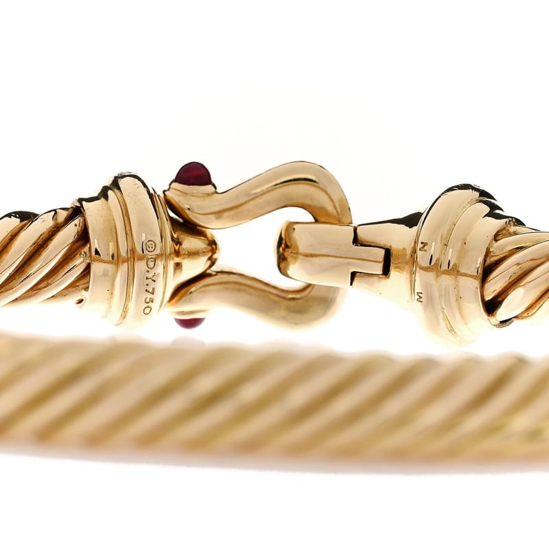 18K жовте золото діамант рубін 7mm Buckle Cablespira браслет