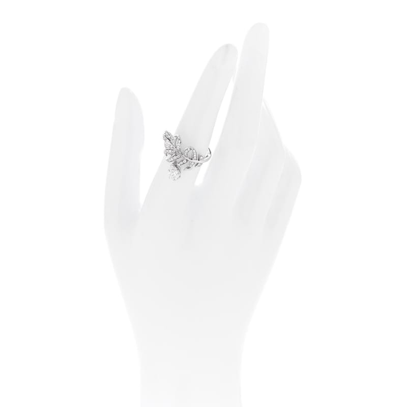 18K біле золото діамант Plume De Chanel каблучка 53 6.5