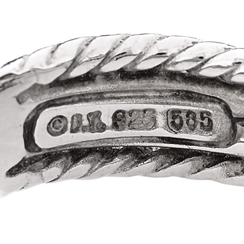 срібло 925 14K біле золото діамант 7mm Crossover каблучка 50 5.5