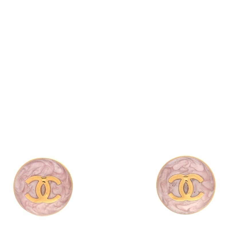 Metal Enamel CC Round сережки золото Pink