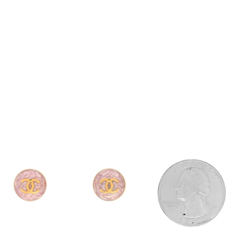 Metal Enamel CC Round сережки золото Pink