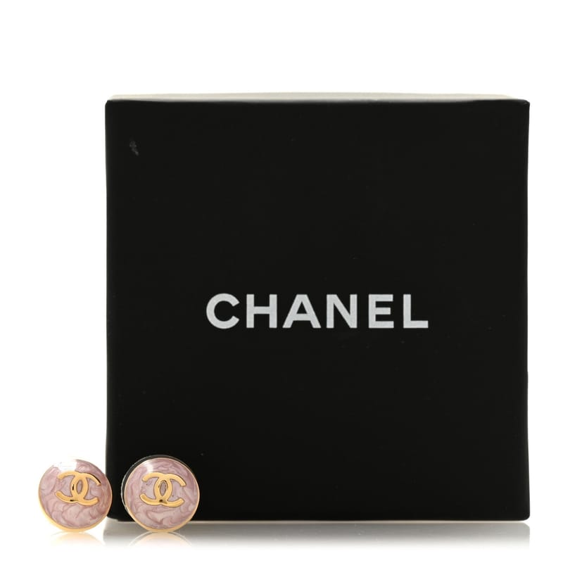 Metal Enamel CC Round сережки золото Pink