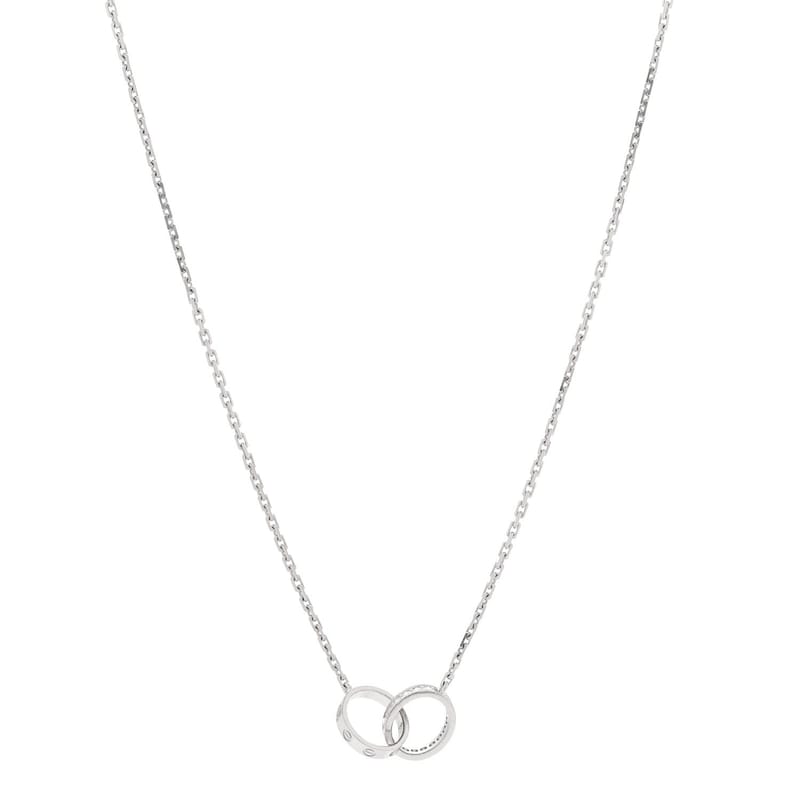 18K біле золото діамант Interlocking LOVE кольє