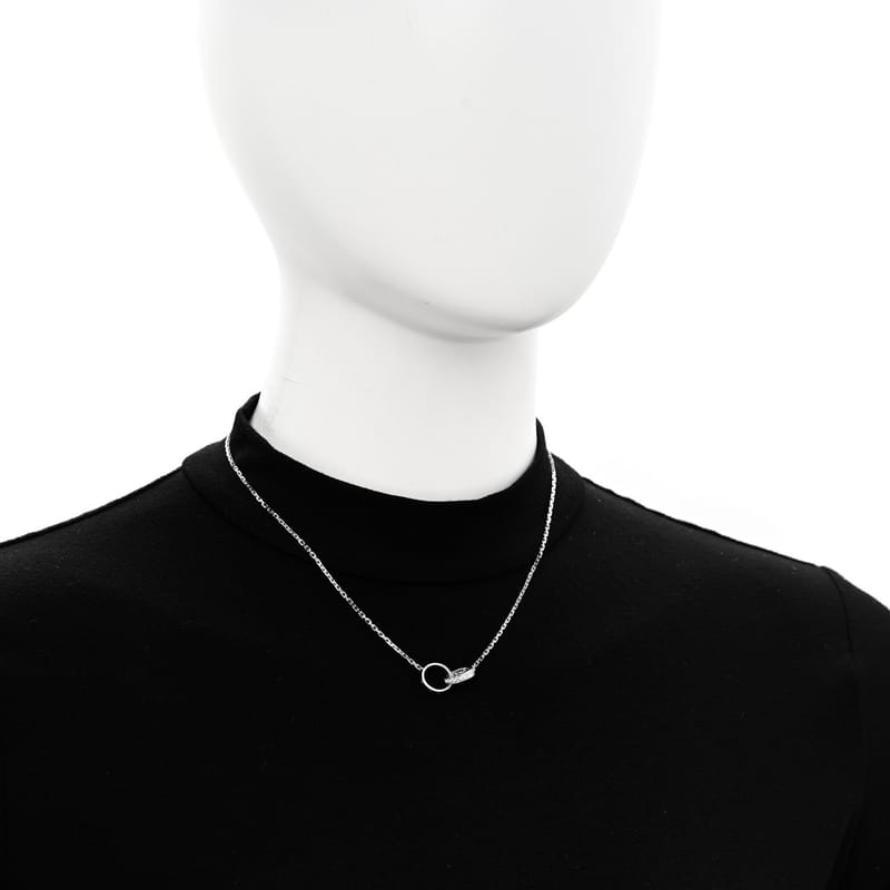 18K біле золото діамант Interlocking LOVE кольє