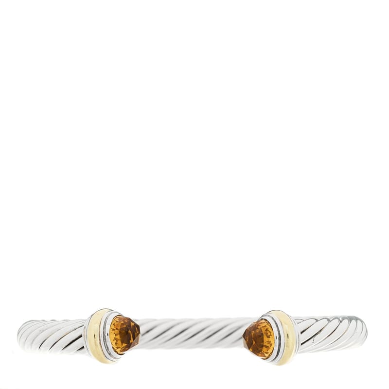 срібло 925 14K жовте золото Citrine 7mm Cable Classics браслет