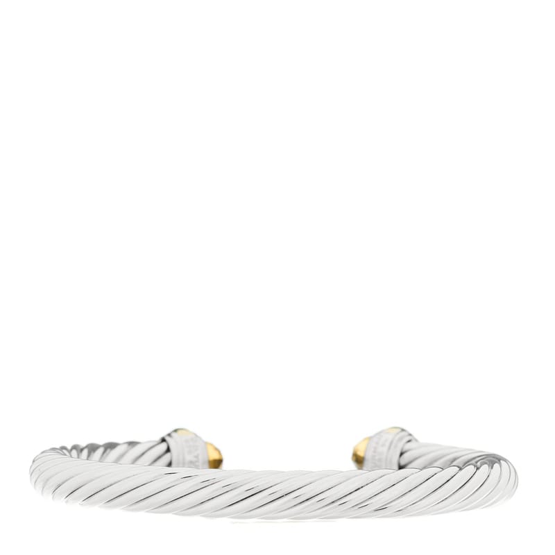 срібло 925 14K жовте золото Citrine 7mm Cable Classics браслет