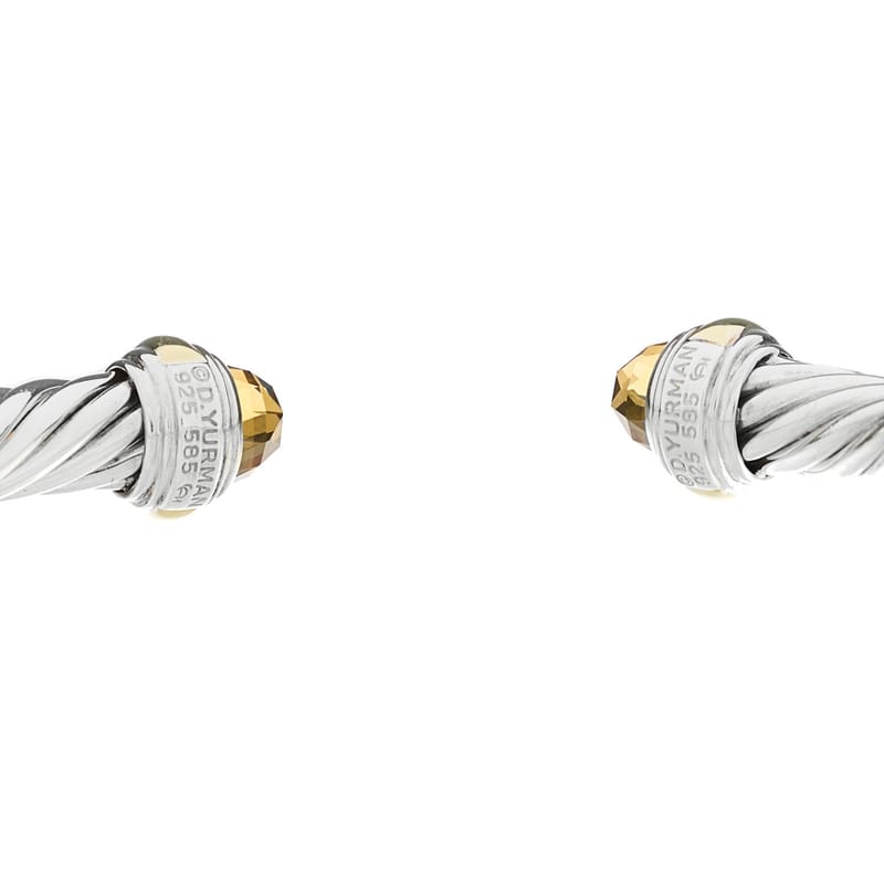 срібло 925 14K жовте золото Citrine 7mm Cable Classics браслет