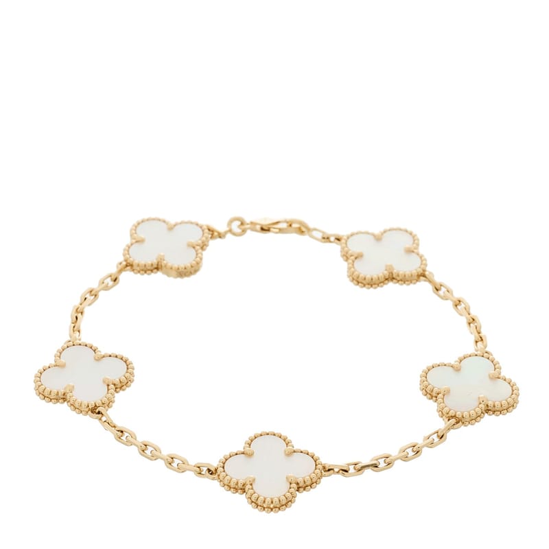 18K жовте золото перламутр 5 Motifs Vintage Alhambra браслет
